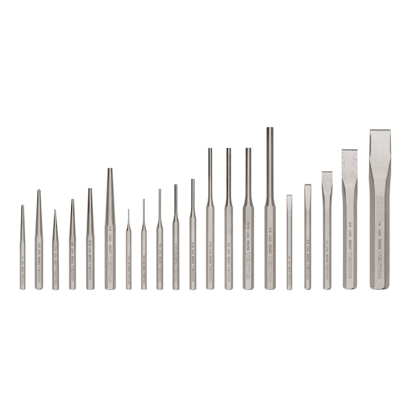 Punch and Chisel Set, 20-Piece (Center, Solid, Pin, Chisel)